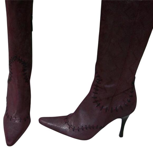 Donald Pliner Couture Wine Metallic Leather Boot Shoe New Over The Knee $695 NWT - Picture 8 of 11